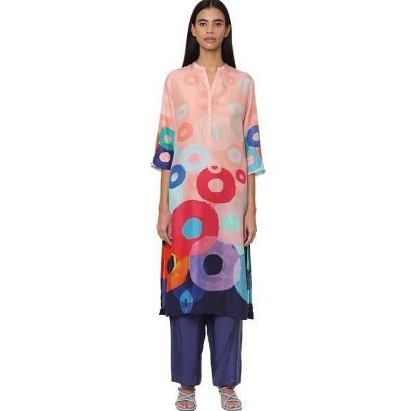 Medium Habotai Printed Kurta Bottom Set for Women