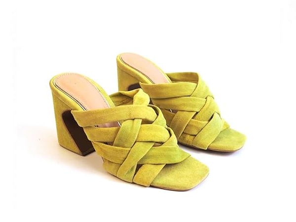 Heel Your Sole Wolly Lime Green Suede Leather Heels