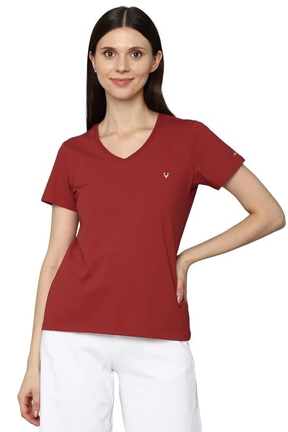 Allen Solly Women's 100% Polyester Regular Fit T-Shirt