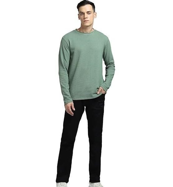 JACK & JONES Men's Cotton Solid Slim Fit T-Shirt