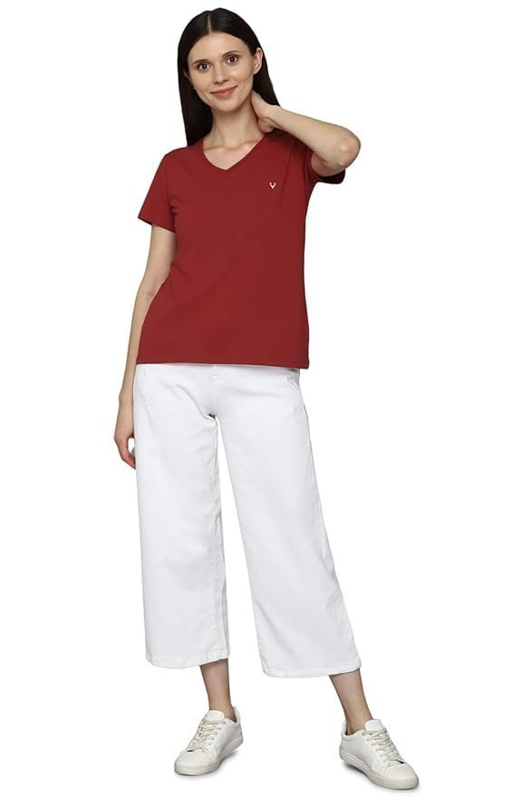 Allen Solly Women's 100% Polyester Regular Fit T-Shirt
