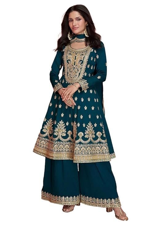 Miss Ethnik Women's Pink Vichitra Silk Stitched Top With Stitched Vichitra Silk Bottom and Vichitra silk Dupatta Full Sleeve Embroidered Straight Kurta