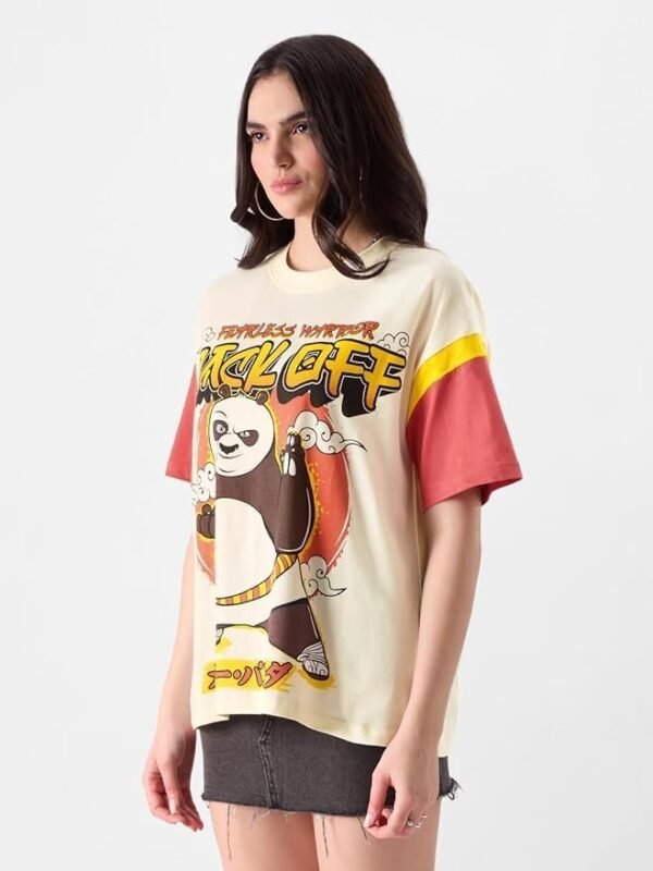 Back Off Womens Oversized Fit Graphic Printed Half Sleeve Cotton Multicolored