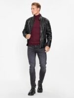 GUESS Maroon Polyamide Blend Solid Pullover Sweater