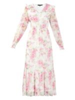 ERO MODA Women's Polyester Fit and Flare Maxi Dress