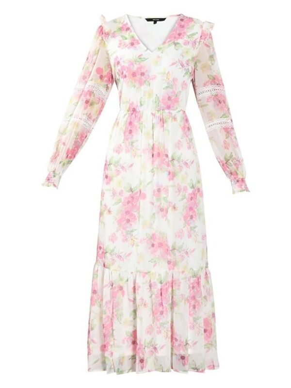 ERO MODA Women's Polyester Fit and Flare Maxi Dress