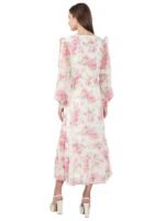 ERO MODA Women's Polyester Fit and Flare Maxi Dress