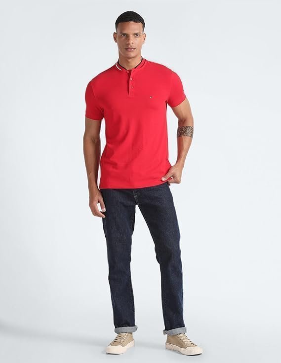 TOMMY HILFIGER Men's Cotton Graphic Slim Fit Polo