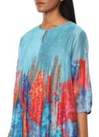 Blue Powder Chanderi Printed Kurta Bottom Set for Women