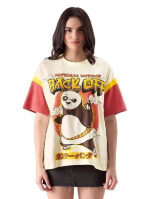 Back Off Womens Oversized Fit Graphic Printed Half Sleeve Cotton Multicolored