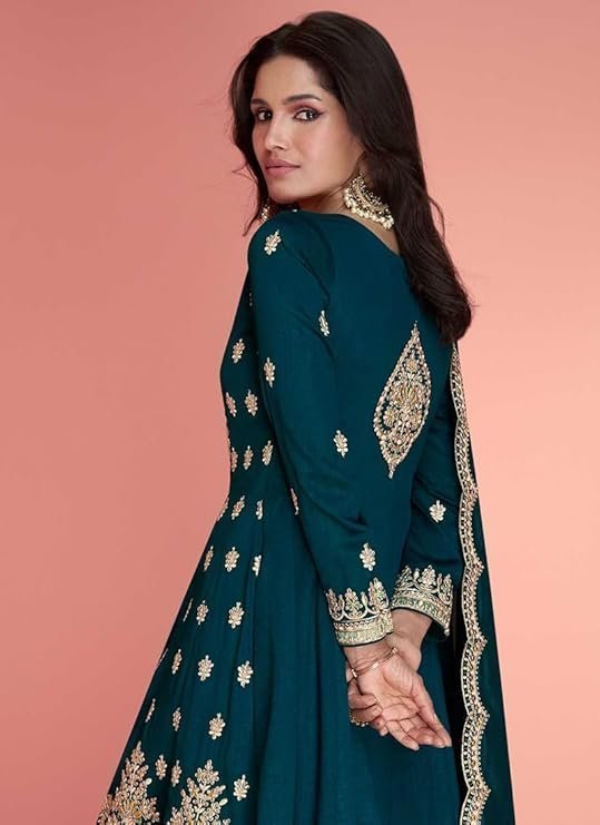 Miss Ethnik Women's Pink Vichitra Silk Stitched Top With Stitched Vichitra Silk Bottom and Vichitra silk Dupatta Full Sleeve Embroidered Straight Kurta