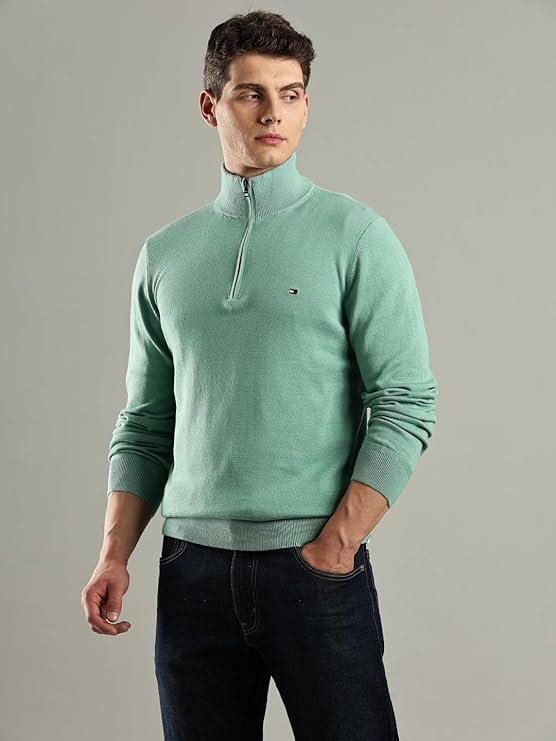 Solid Regular-Fit Cotton Sweater