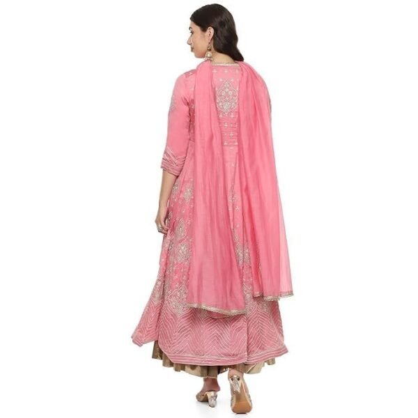 BIBA Women Cotton Blend Anarkali Embroidered Kurta Suit Set