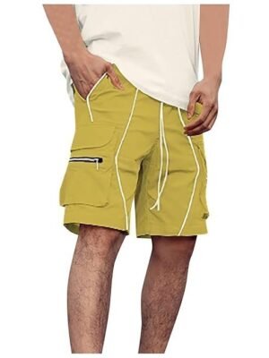 Men's Shorts Fashion Men's Pure Color Casual Straight Tooling Wind Cropped Trousers