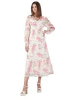 ERO MODA Women's Polyester Fit and Flare Maxi Dress