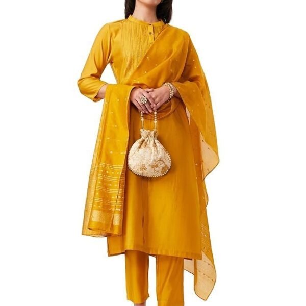 Women's Embroidered Kurta Pant Set with Dupatta