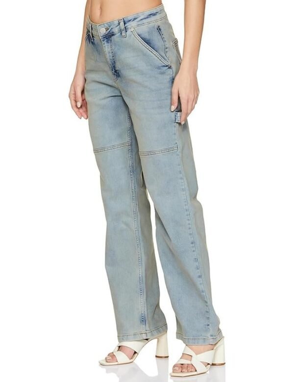 INKAST Regular Women's High Waist Full Length Cargo Loose Fit Jeans