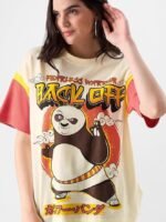 Back Off Womens Oversized Fit Graphic Printed Half Sleeve Cotton Multicolored