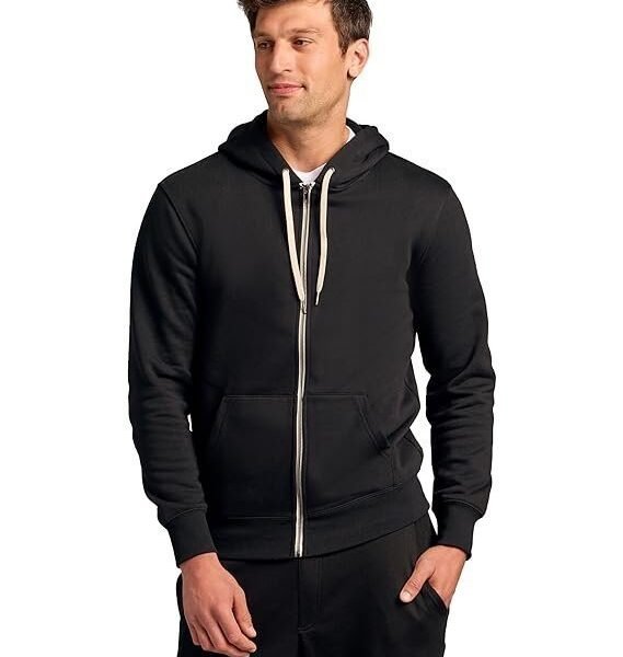 Classic Men's Fleece French Terry Zip Hoodie, Zip-up French Terry Fleece Hooded Sweatshirt Jacket for Men