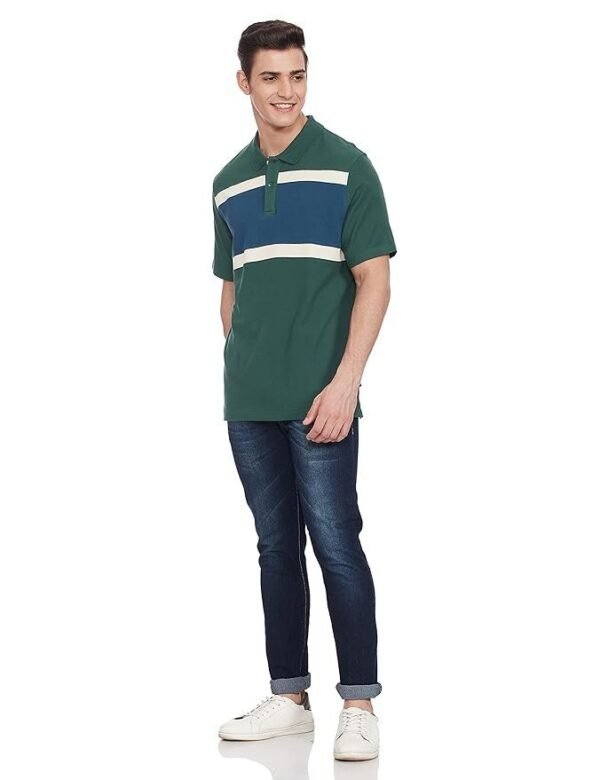 Marks & Spencer Mens Striped Cotton Polo Neck Regular Fit T-Shirt