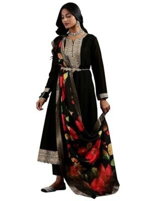 Libas Black Silk Blend Yoke Design Kurta Sets for Women
