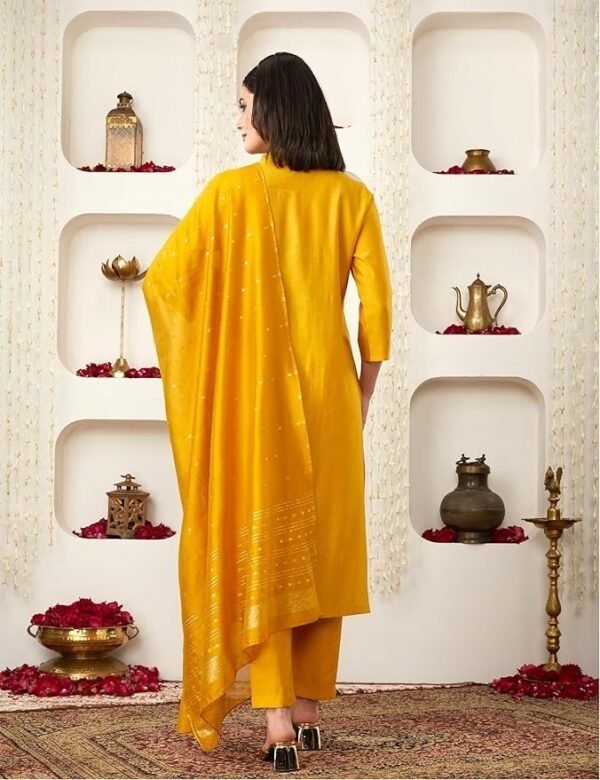 Women's Embroidered Kurta Pant Set with Dupatta