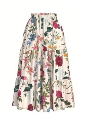 Floral Printed Western Summer Wear | Lightweight Soft Fabric | Casual & Festive Maxi Skirt