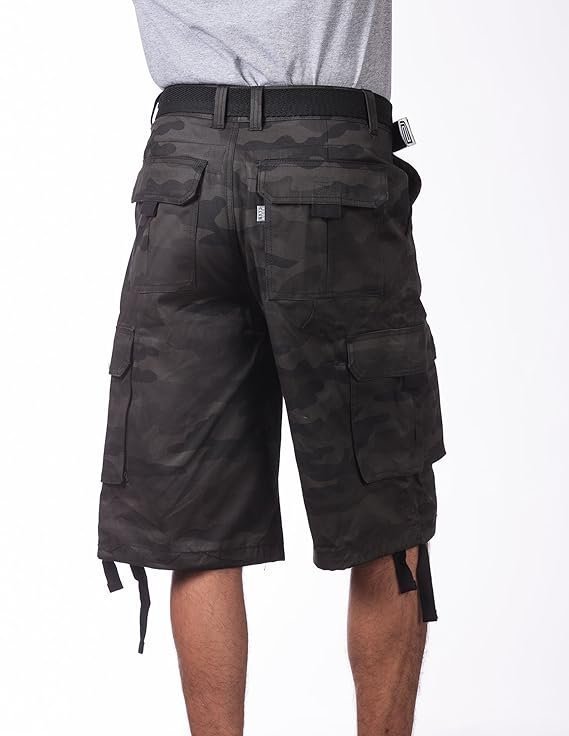 Club Men's Cotton Twill Cargo Shorts With Belt Camo