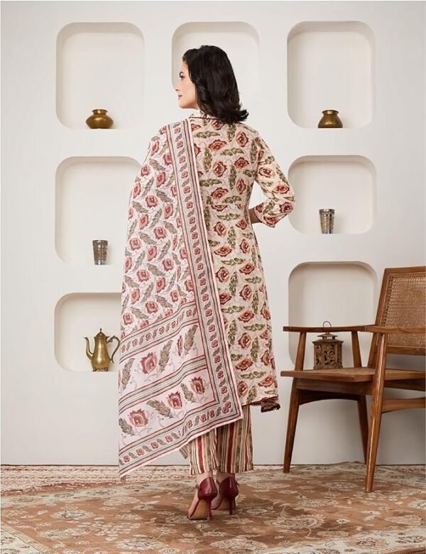 Myx Women's Printed Anarkali Kurta Pant Set with Dupatta