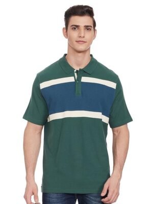 Marks & Spencer Mens Striped Cotton Polo Neck Regular Fit T-Shirt