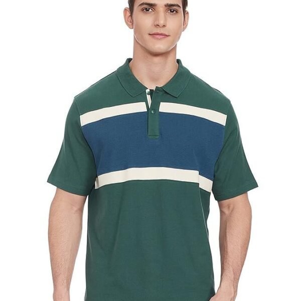 Marks & Spencer Mens Striped Cotton Polo Neck Regular Fit T-Shirt