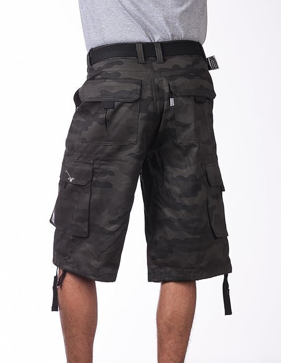 Club Men's Cotton Twill Cargo Shorts With Belt Camo
