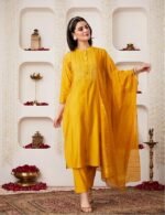 Women's Embroidered Kurta Pant Set with Dupatta