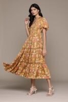 Kumar Yellow Paisley Print Long Dress