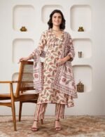 Myx Women's Printed Anarkali Kurta Pant Set with Dupatta