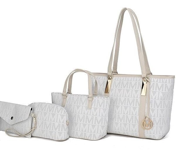 MKF Collection Tote Bag for Women, Shoulder Handbag & Wristlet Pouch Purse Top Handle Vegan Leather 4Pcs Set Pocketbook