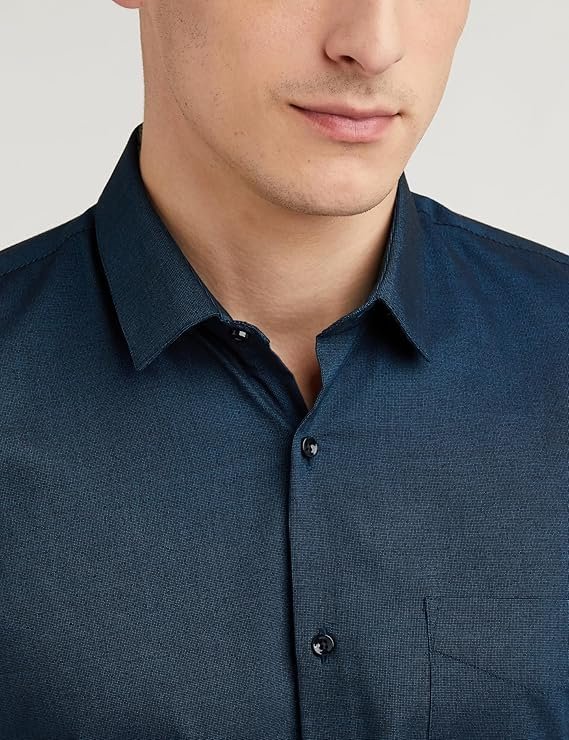 Peter England Men's Everyday Solid Slim Fit Full Sleeve Formal Shirt | Cotton-Rich