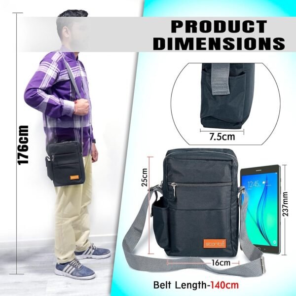Storite 10 Inch Stylish Padded Mini Sling Bag for Men and Women, Small Passport Travel Bag and Small Sling Bag With Water Bottle Pocket