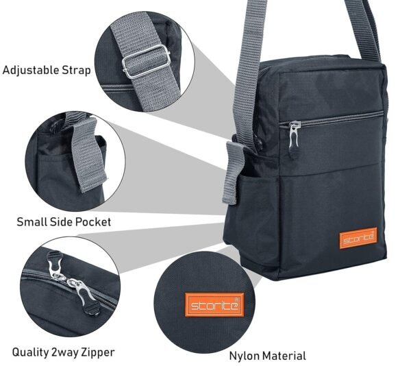 Storite 10 Inch Stylish Padded Mini Sling Bag for Men and Women, Small Passport Travel Bag and Small Sling Bag With Water Bottle Pocket
